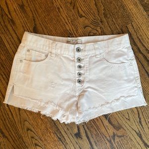 Free People Sz 25 White Denim Distressed Cutoff Shorts